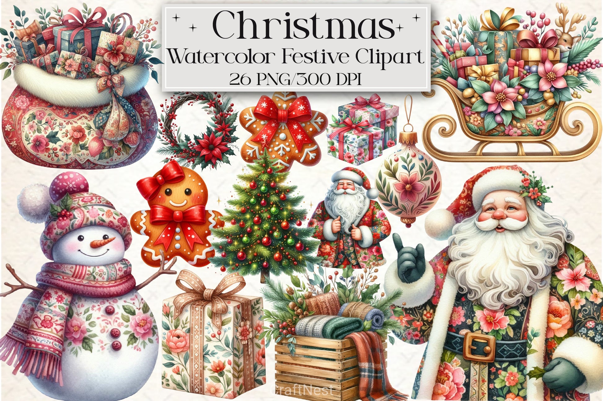 Festive Christmas Clipart Bundle 16 - CraftNest - Digital Crafting and Art
