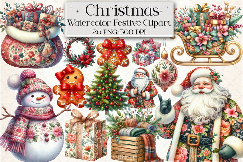 Festive Christmas Clipart Bundle 16 - CraftNest - Digital Crafting and Art