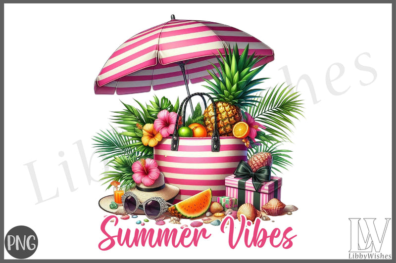 Summer Vibes Striped Beach Bag Clipart Bundle 4 - CraftNest - Digital Crafting and Art