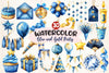 Blue And Gold Party Decorations Clipart Bundle