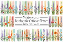 Brushstroke Christian Flower Clipart Bundle 2 - CraftNest - Digital Crafting and Art