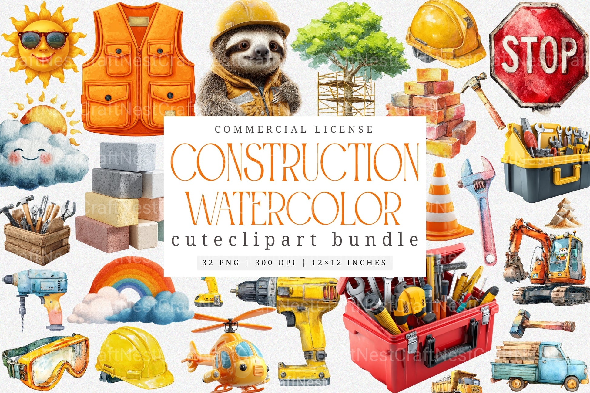 Cute Construction Clipart Bundle 9 - CraftNest - Digital Crafting and Art