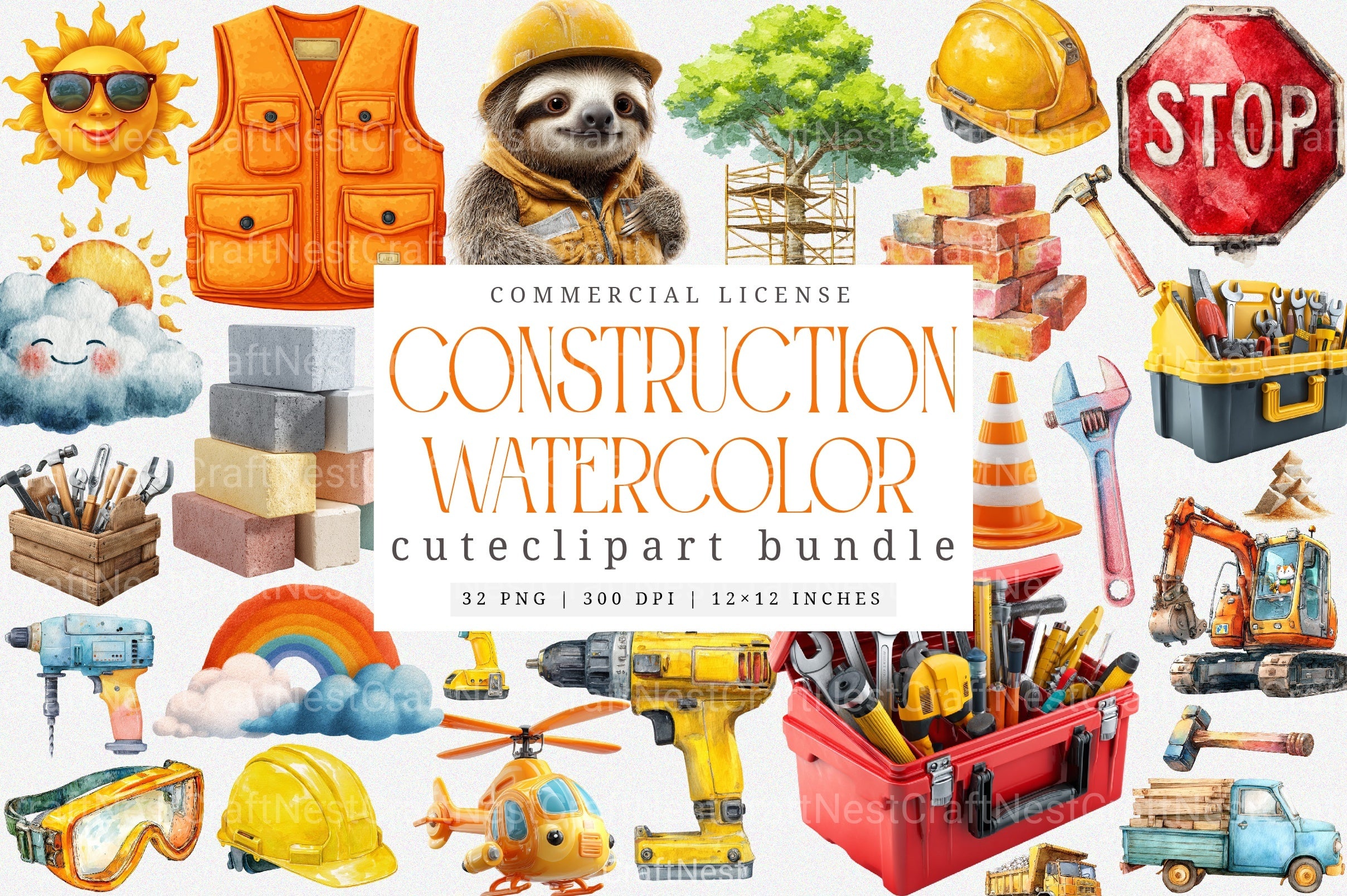 Cute Construction Clipart Bundle 9 - CraftNest - Digital Crafting and Art