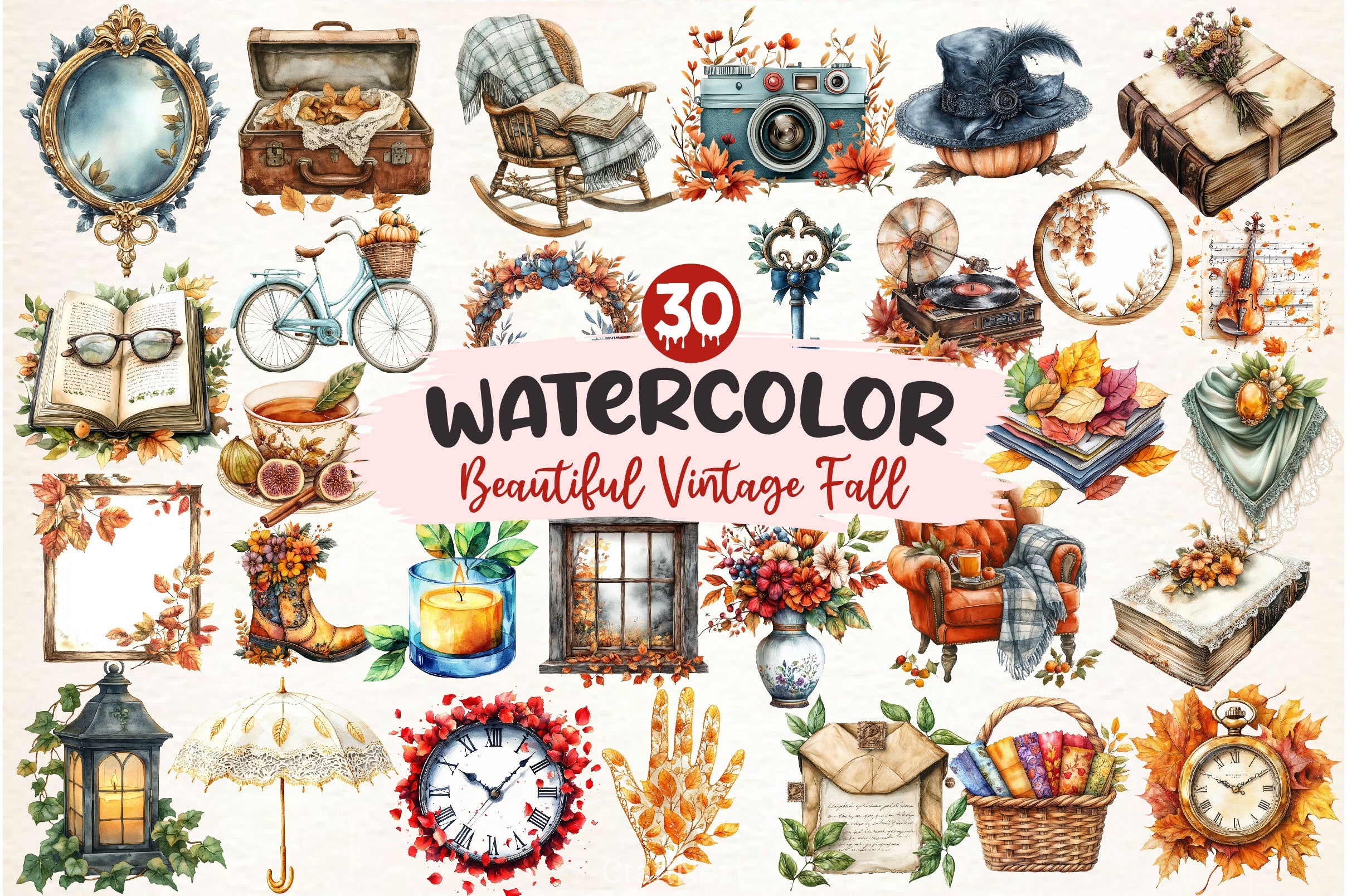 Beautiful Vintage Fall Clipart Bundle 2 - CraftNest - Digital Crafting and Art