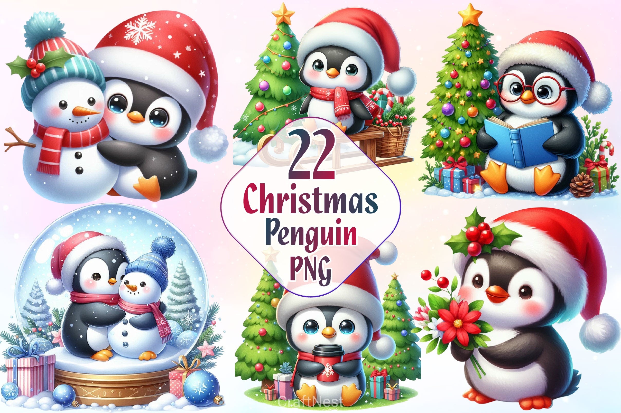 Christmas Penguin Clipart Bundle 7 - CraftNest - Digital Crafting and Art