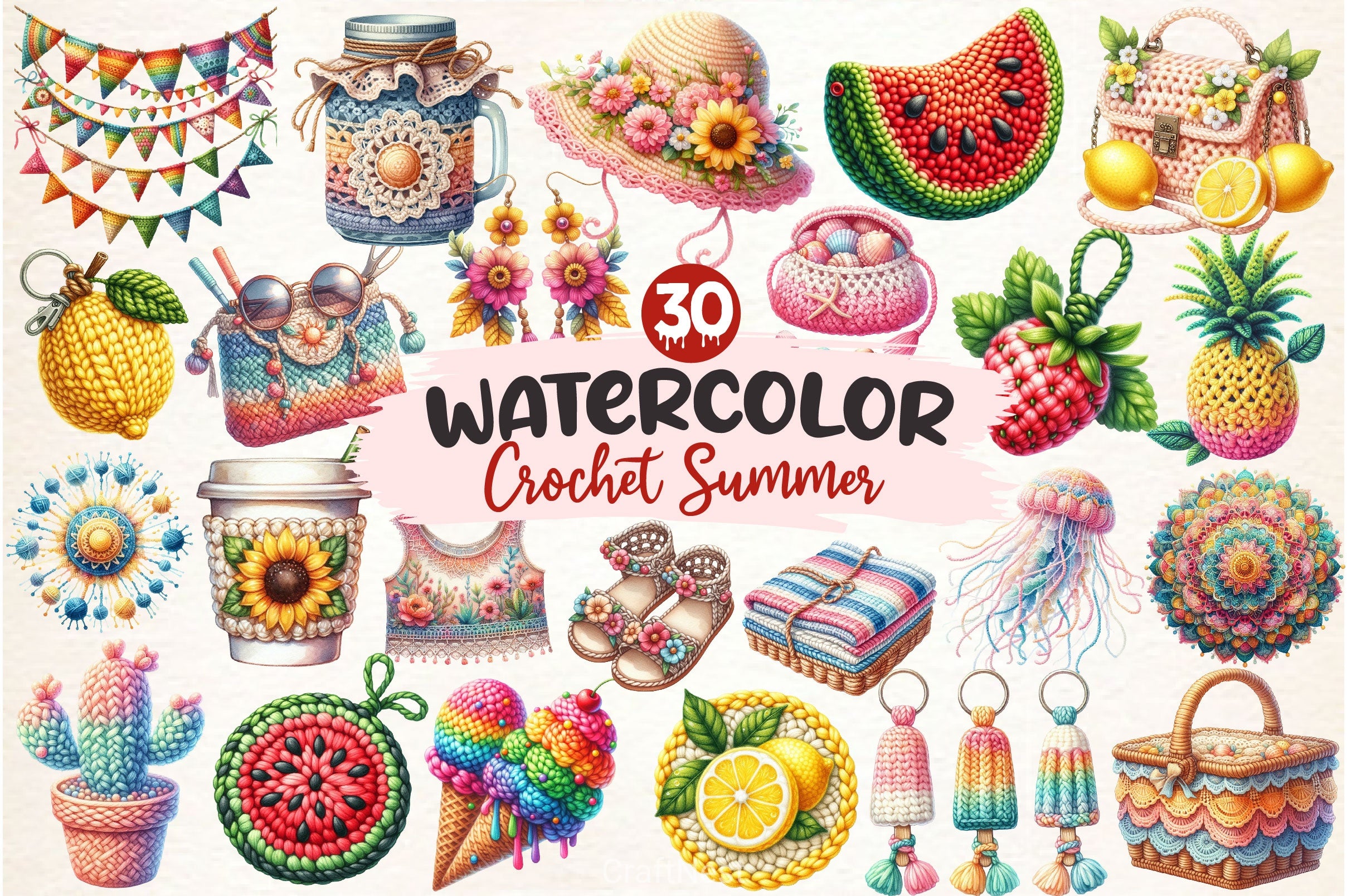 Crochet Summer Clipart Bundle 7 - CraftNest - Digital Crafting and Art