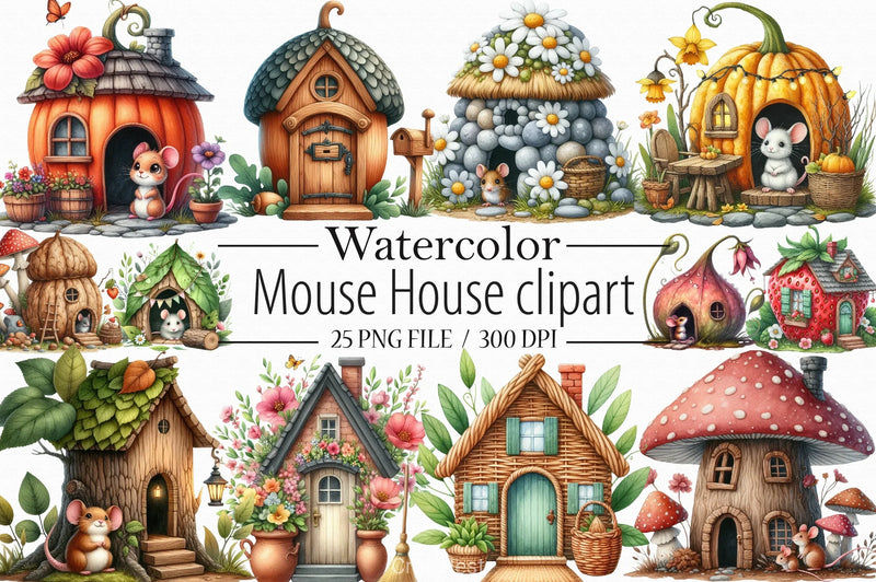 Mouse House Clipart Bundle 2 - CraftNest - Digital Crafting and Art