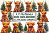 Cute Christmas Highland Cow Clipart Bundle