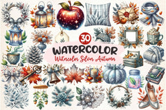 Silver Autumn Clipart Bundle 3 - CraftNest - Digital Crafting and Art