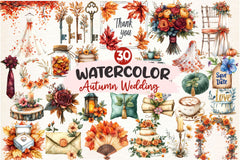 Autumn Wedding Clipart Bundle 2 - CraftNest - Digital Crafting and Art