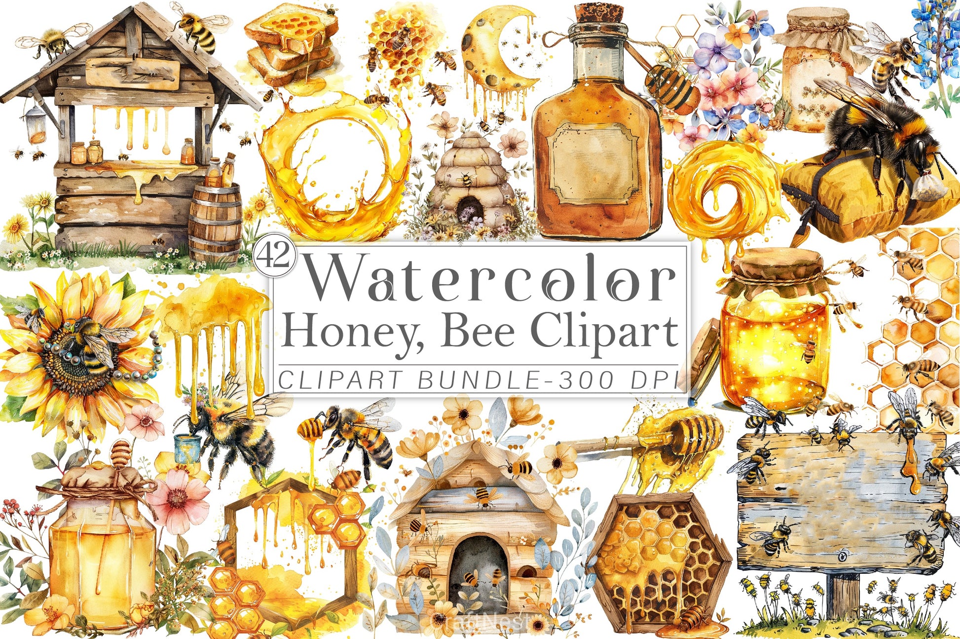Honey Bee Clipart Bundle 21 - CraftNest - Digital Crafting and Art