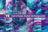 Teal Purple Alcohol Ink Backgrounds Clipart Bundle