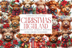 Christmas Highland Cow Clipart Bundle 19 - CraftNest - Digital Crafting and Art