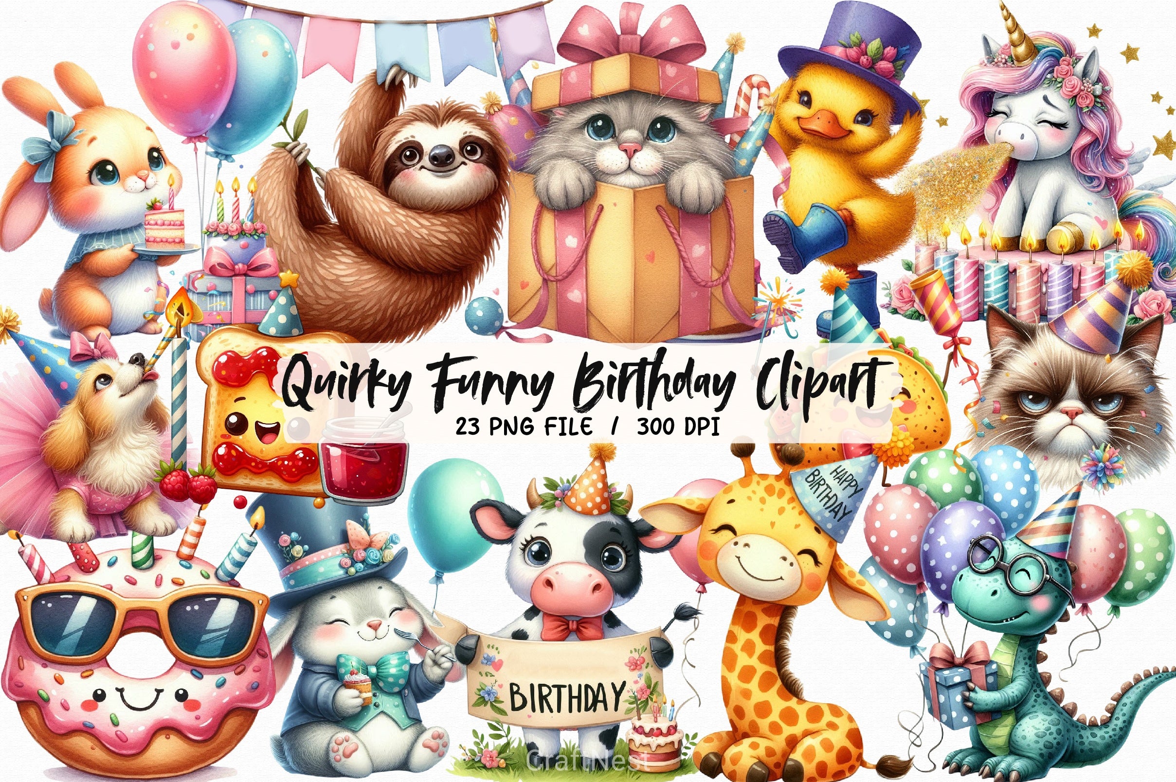 Quirky Birthday Clipart Bundle - CraftNest - Digital Crafting and Art