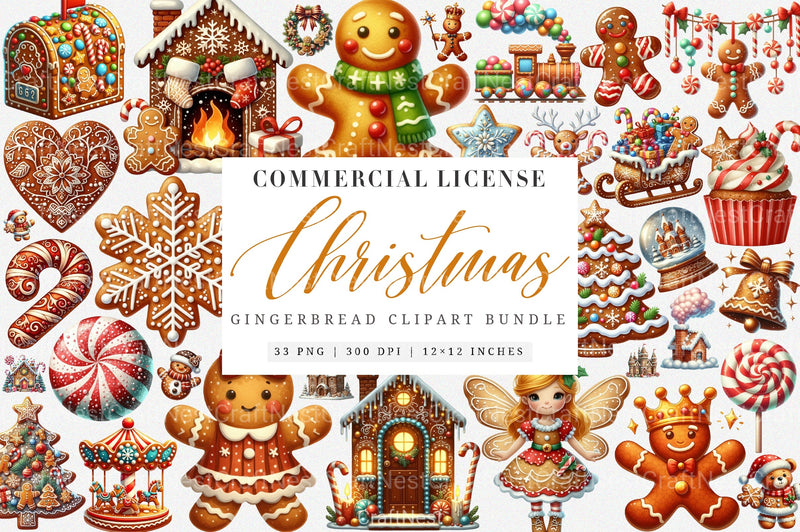 Gingerbread Kingdom Christmas Cookie Clipart Bundle - CraftNest - Digital Crafting and Art