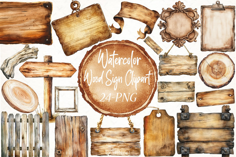 Wood Sign Clipart Bundle - CraftNest - Digital Crafting and Art