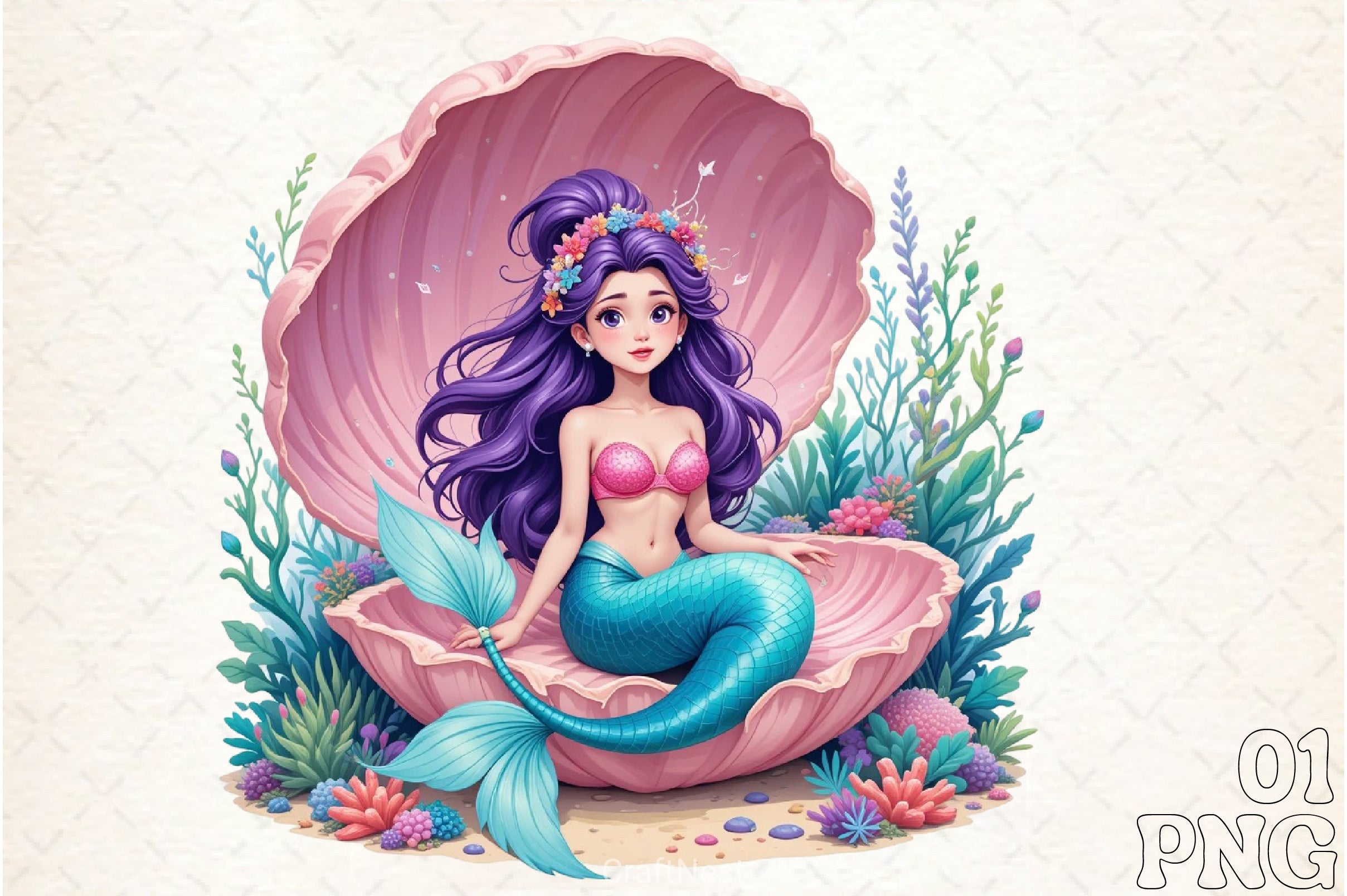 Summer Mermaid Clipart Bundle 2 - CraftNest - Digital Crafting and Art