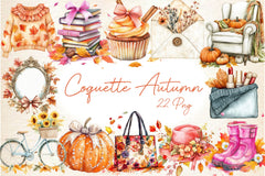 Cute Coquette Autumn Clipart Bundle 2 - CraftNest - Digital Crafting and Art