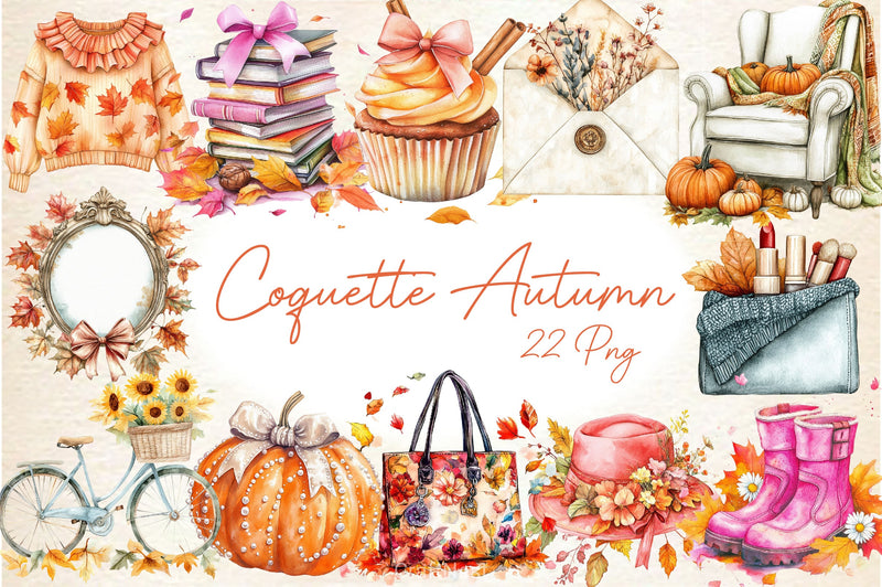 Cute Coquette Autumn Clipart Bundle 2 - CraftNest - Digital Crafting and Art