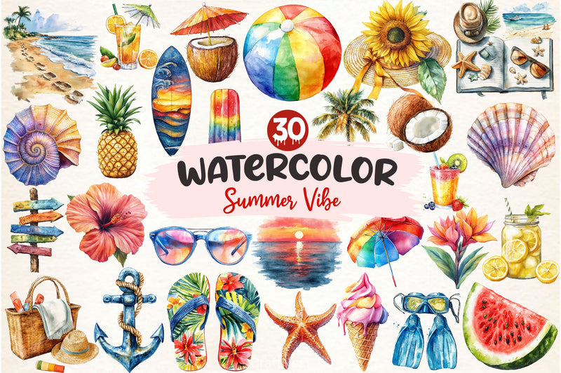 Summer Vibe Clipart Bundle 2 - CraftNest - Digital Crafting and Art