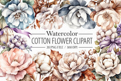 Cotton Flower Clipart Bundle - CraftNest - Digital Crafting and Art