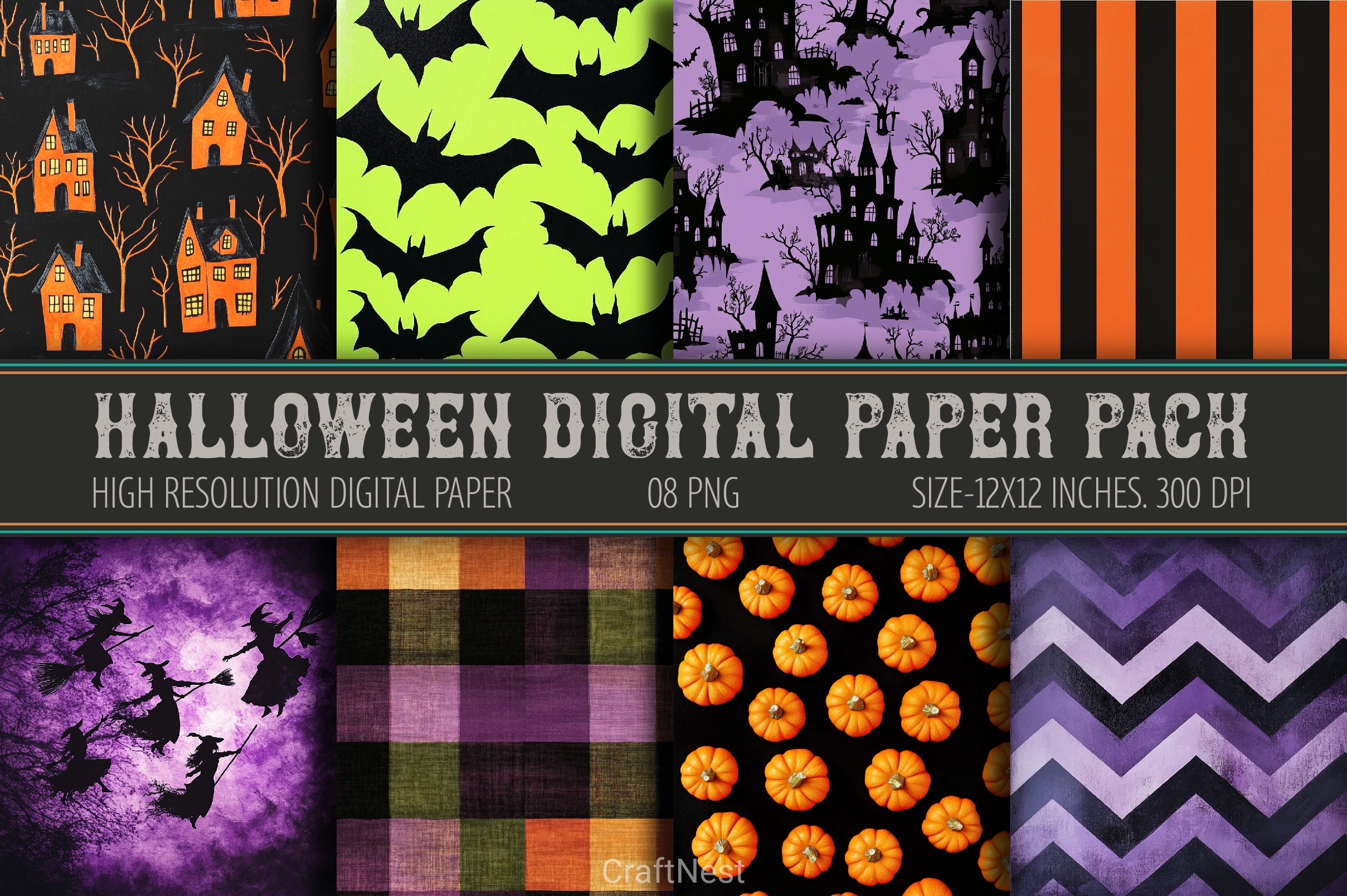 Halloween Digital Paper Pack - CraftNest - Digital Crafting and Art