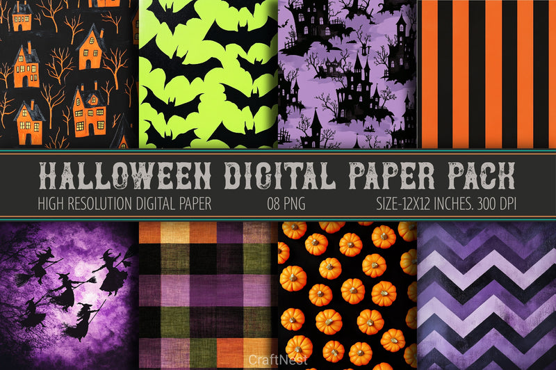 Halloween Digital Paper Pack - CraftNest - Digital Crafting and Art