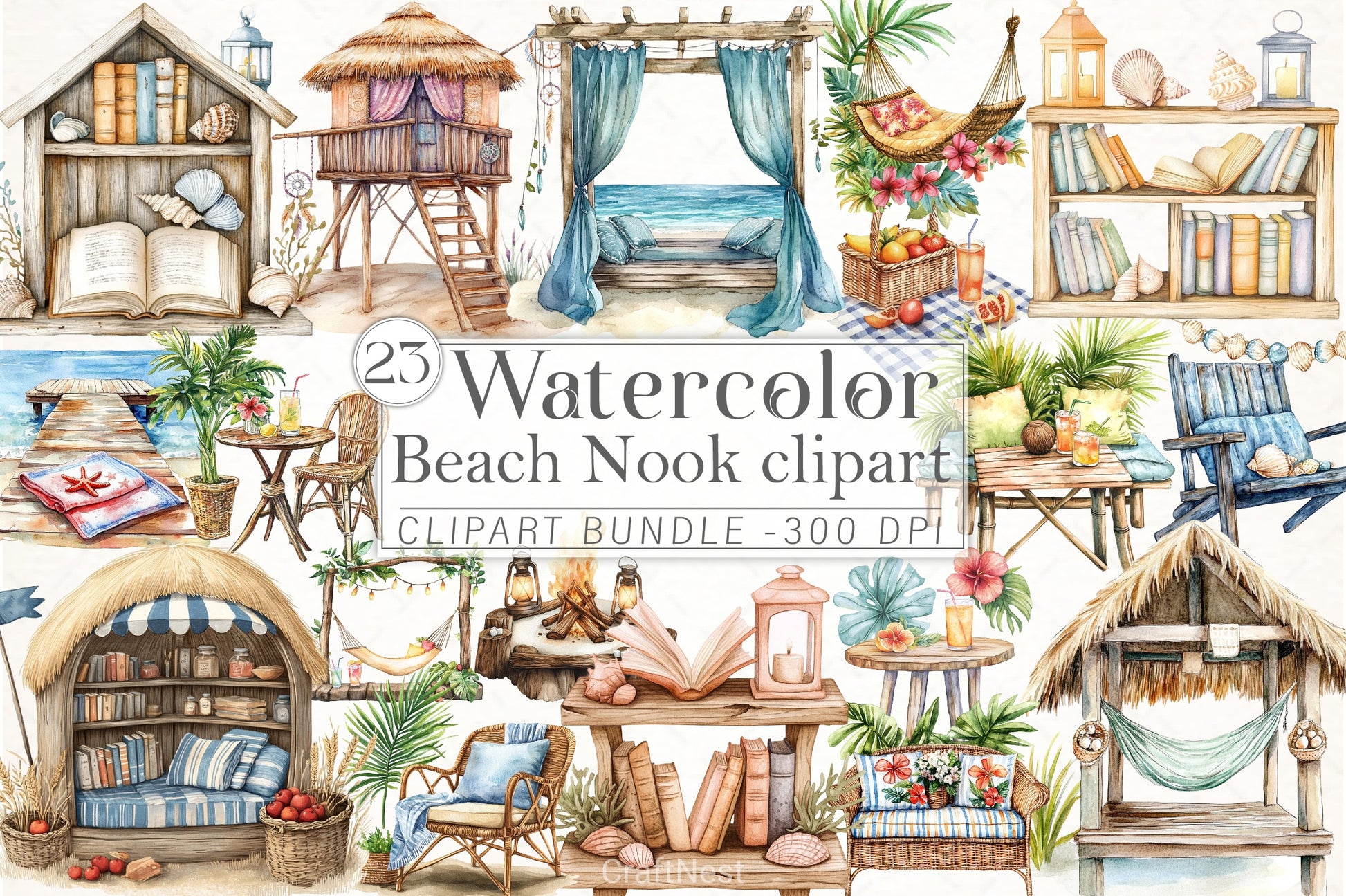Beach Nook Clipart Bundle - CraftNest - Digital Crafting and Art