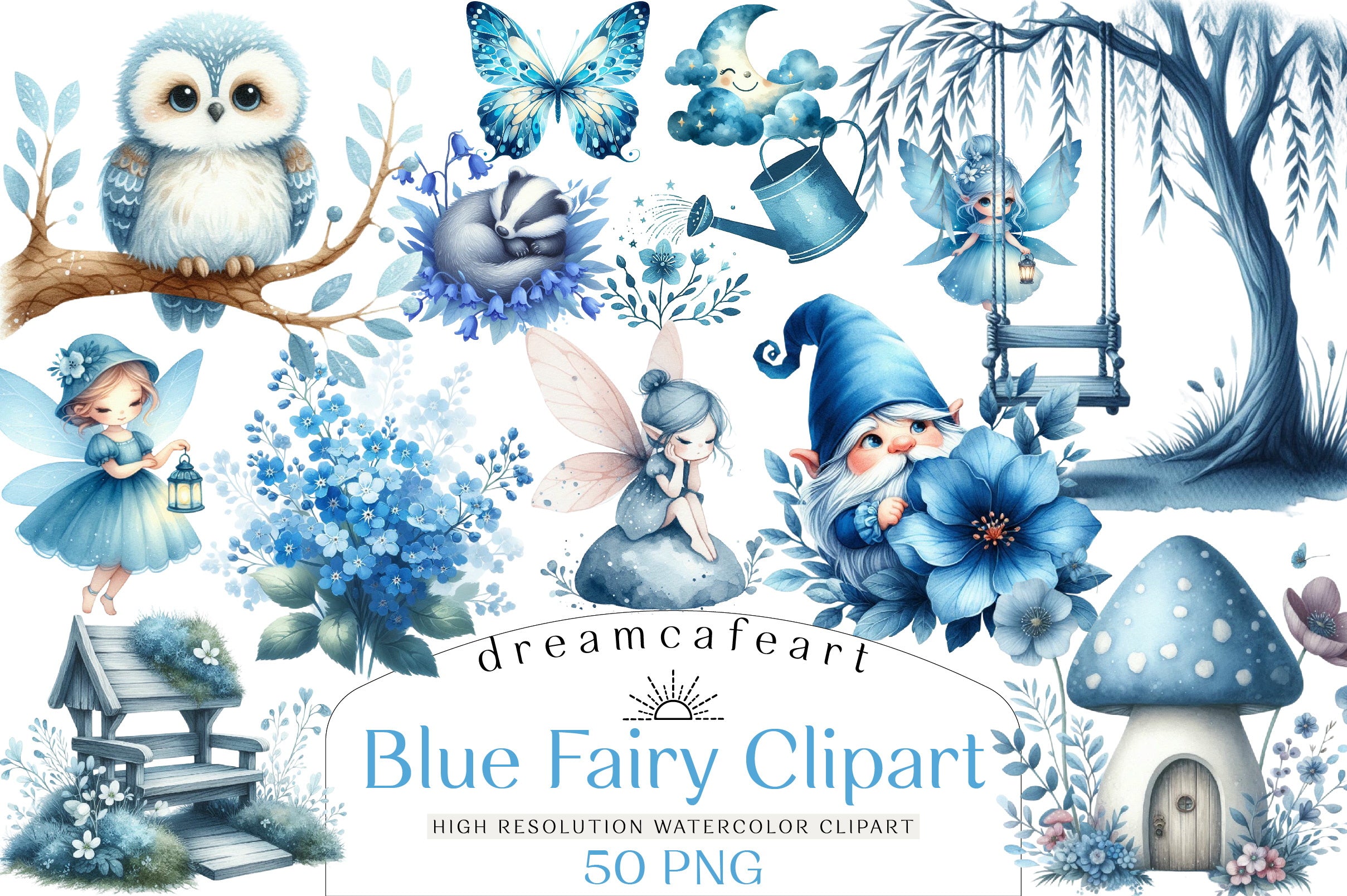 Blue Fairy Clipart Bundle
