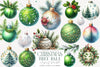 Green Christmas Tree Ball Clipart Bundle
