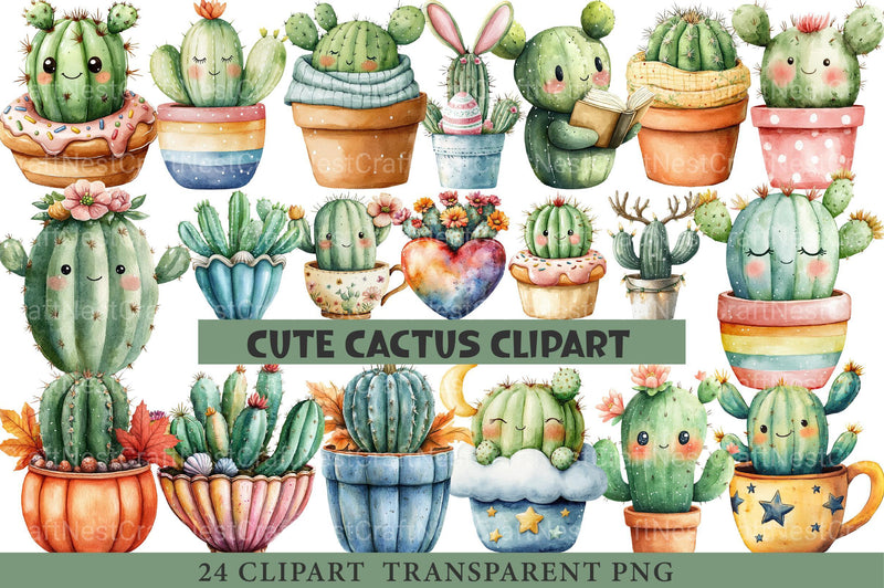 Cute Cactus Clipart - CraftNest - Digital Crafting and Art