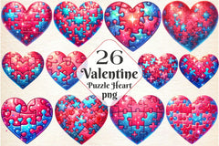 Valentine Puzzle Heart Clipart Bundle - CraftNest - Digital Crafting and Art