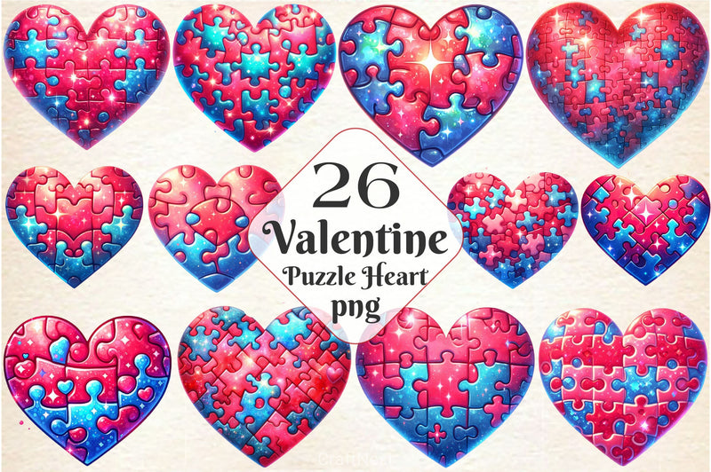 Valentine Puzzle Heart Clipart Bundle - CraftNest - Digital Crafting and Art