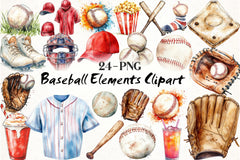 Baseball Elements Clipart Bundle - CraftNest - Digital Crafting and Art