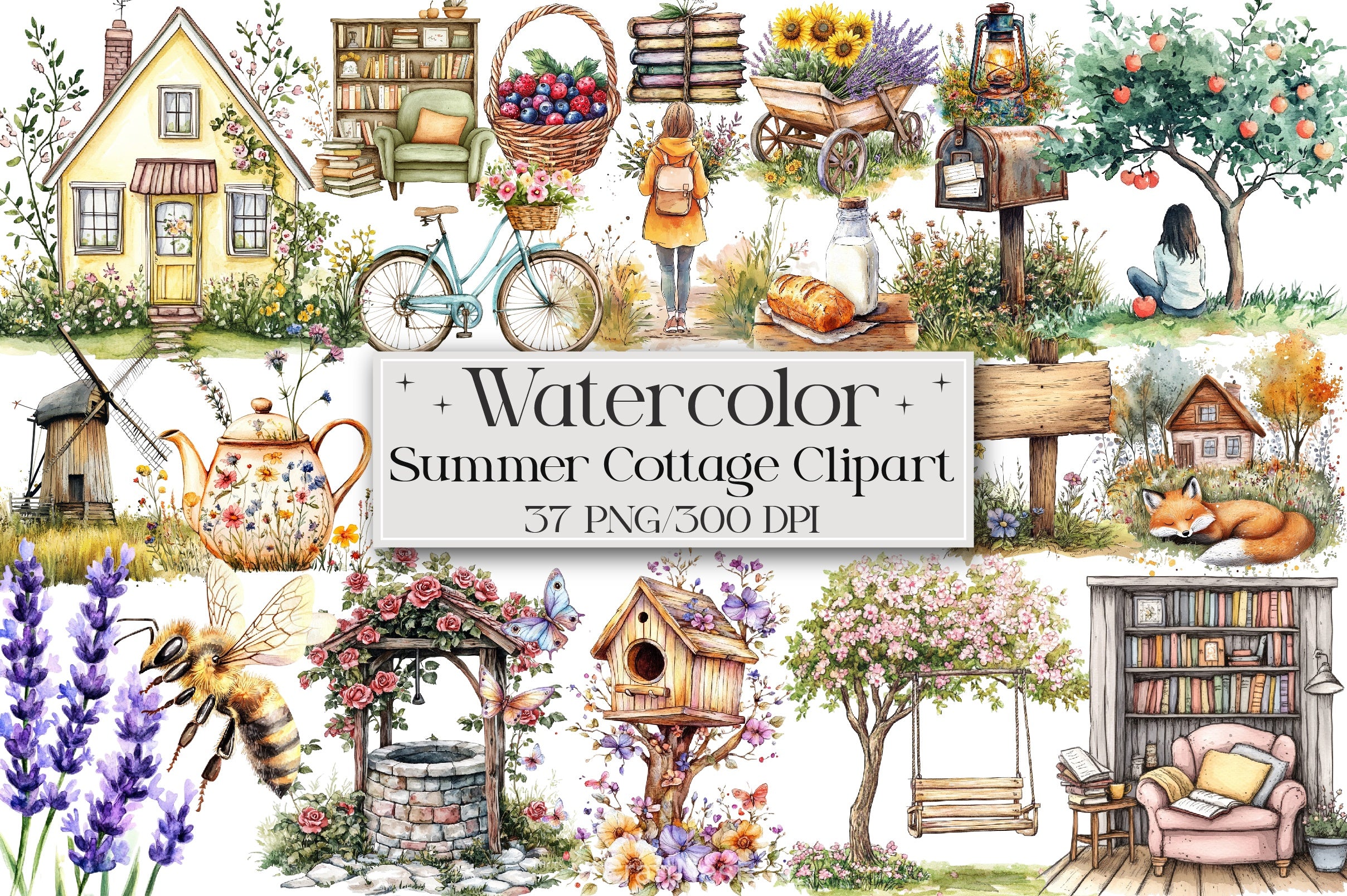 Summer Cottage Clipart Bundle - CraftNest - Digital Crafting and Art