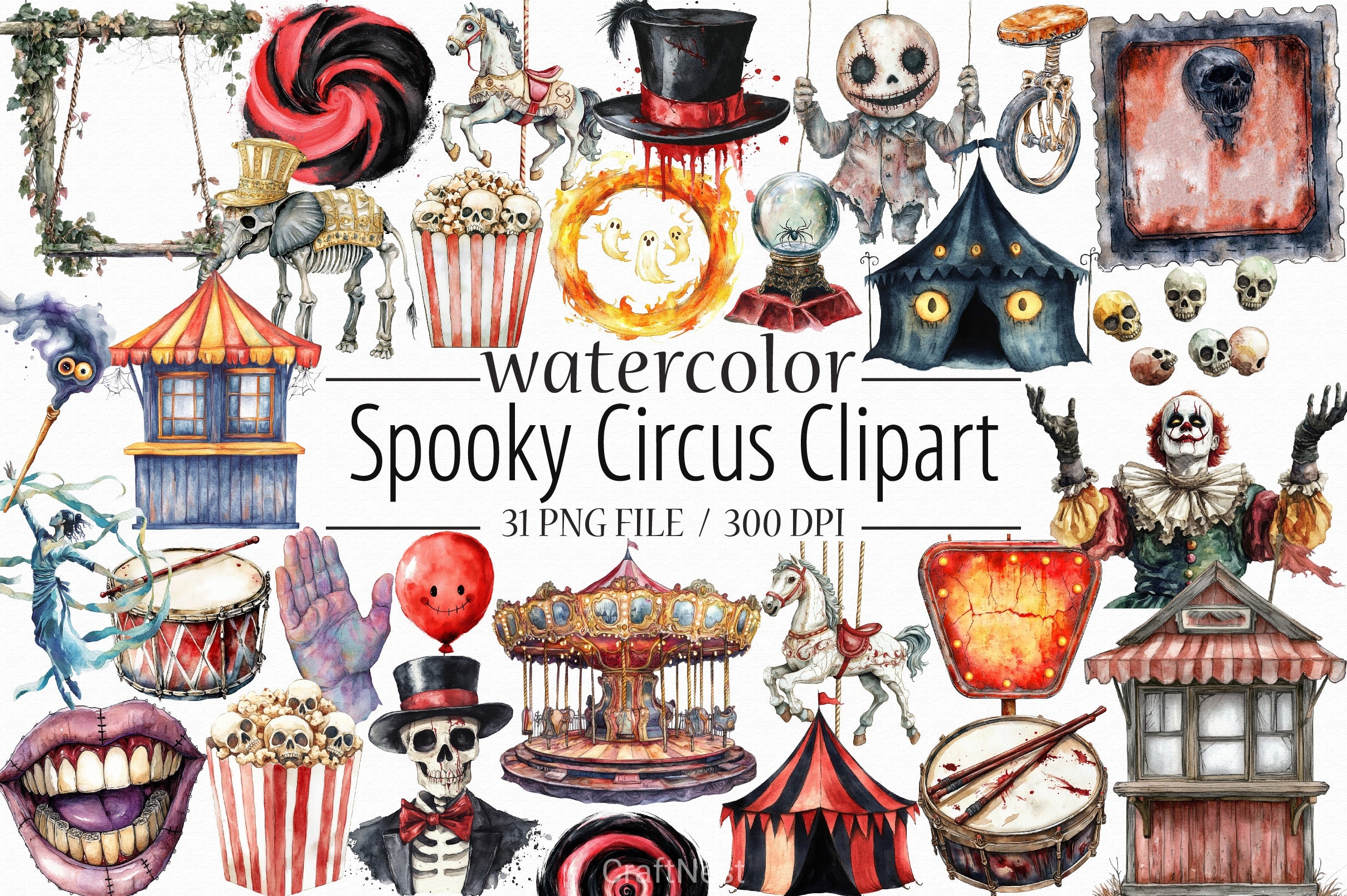 Spooky Circus Clipart Bundle - CraftNest - Digital Crafting and Art