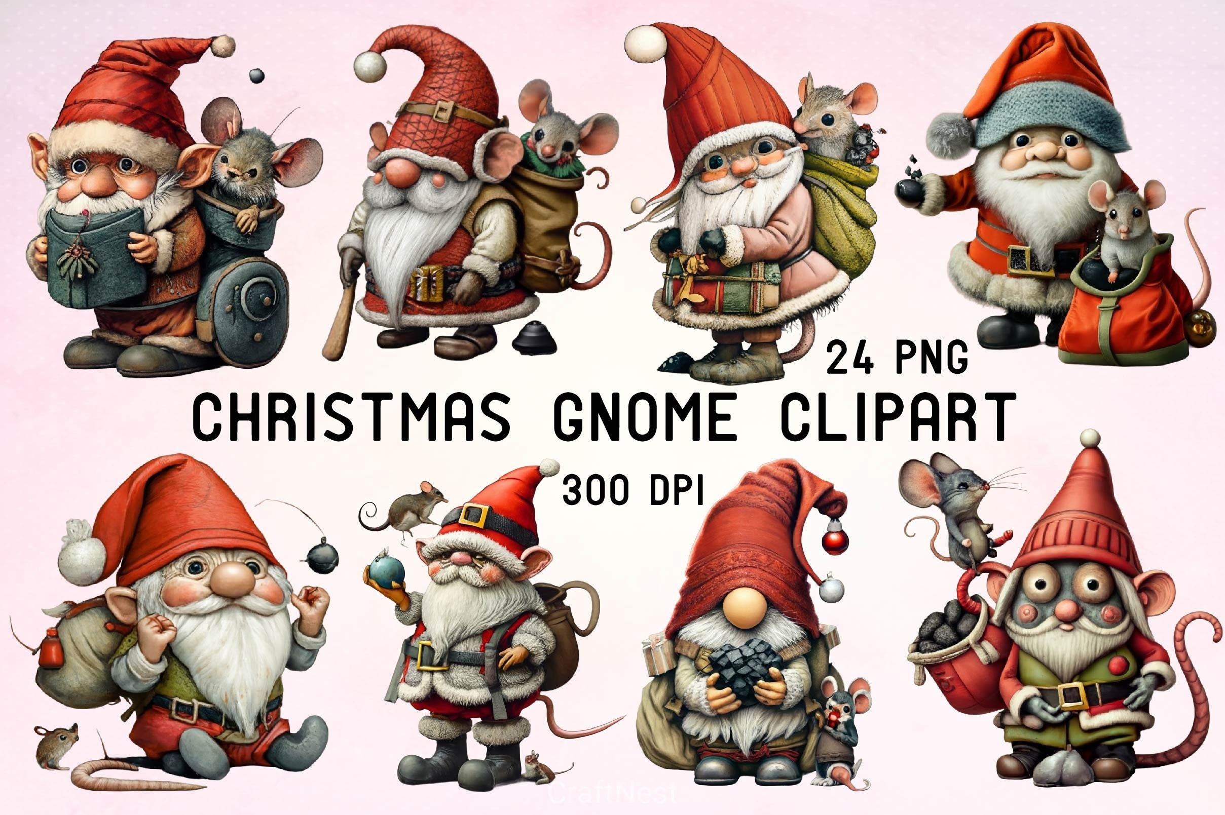 Christmas Gnome Clipart Bundle 6 - CraftNest - Digital Crafting and Art