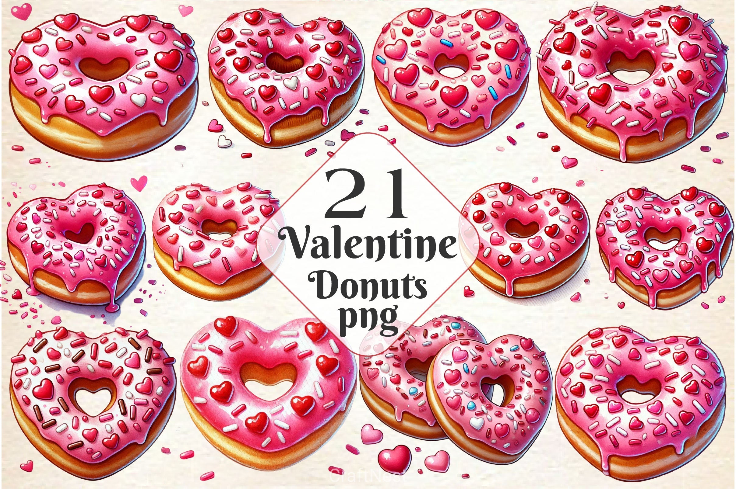 Valentine Donut Clipart Bundle - CraftNest - Digital Crafting and Art