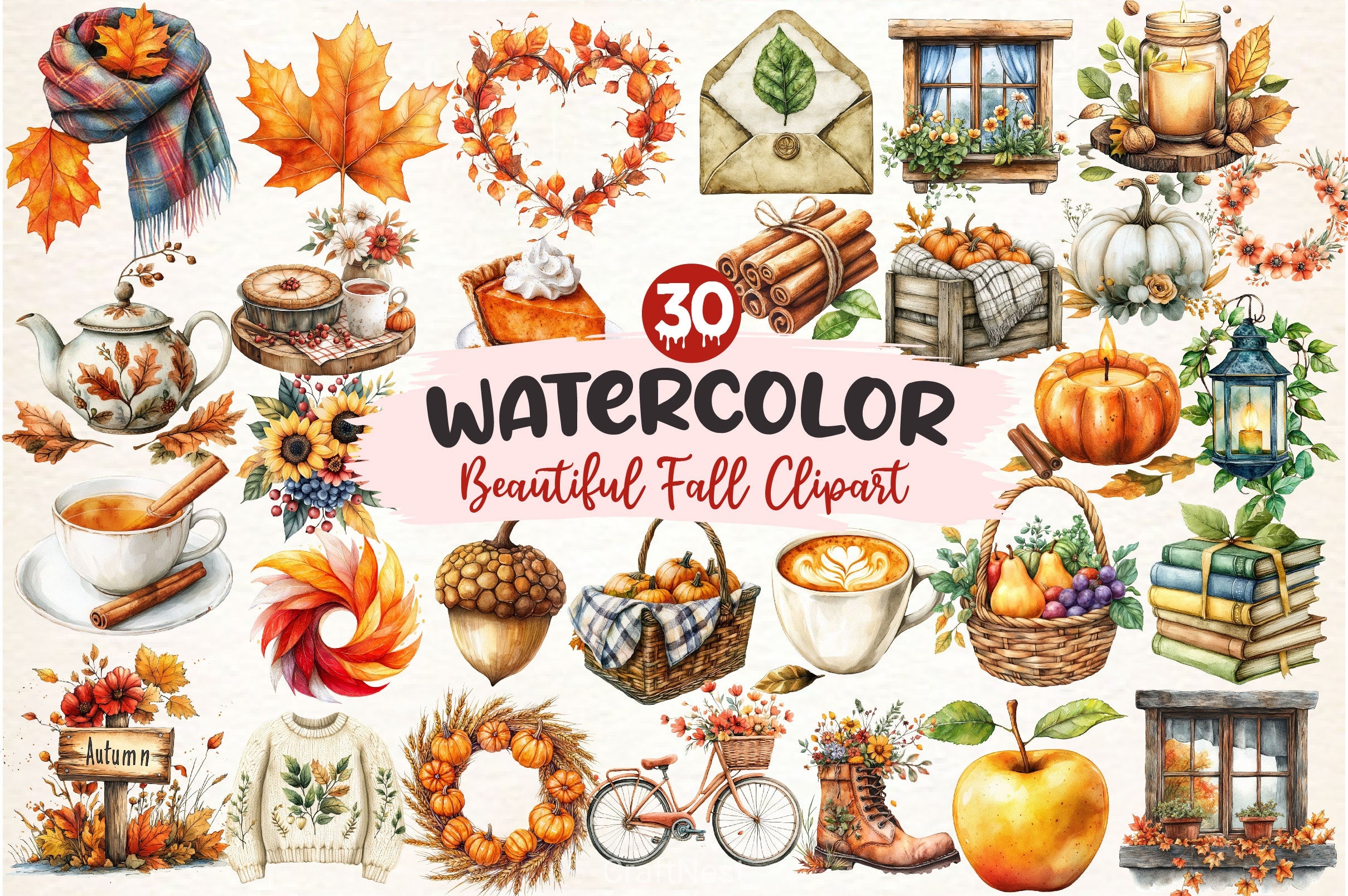 Beautiful Fall Clipart Bundle 3 - CraftNest - Digital Crafting and Art