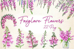 Pink Flowers Foxglove Clipart Bundle - CraftNest - Digital Crafting and Art
