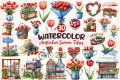 Amsterdam Summer Tulips Clipart Bundle 1 - CraftNest - Digital Crafting and Art