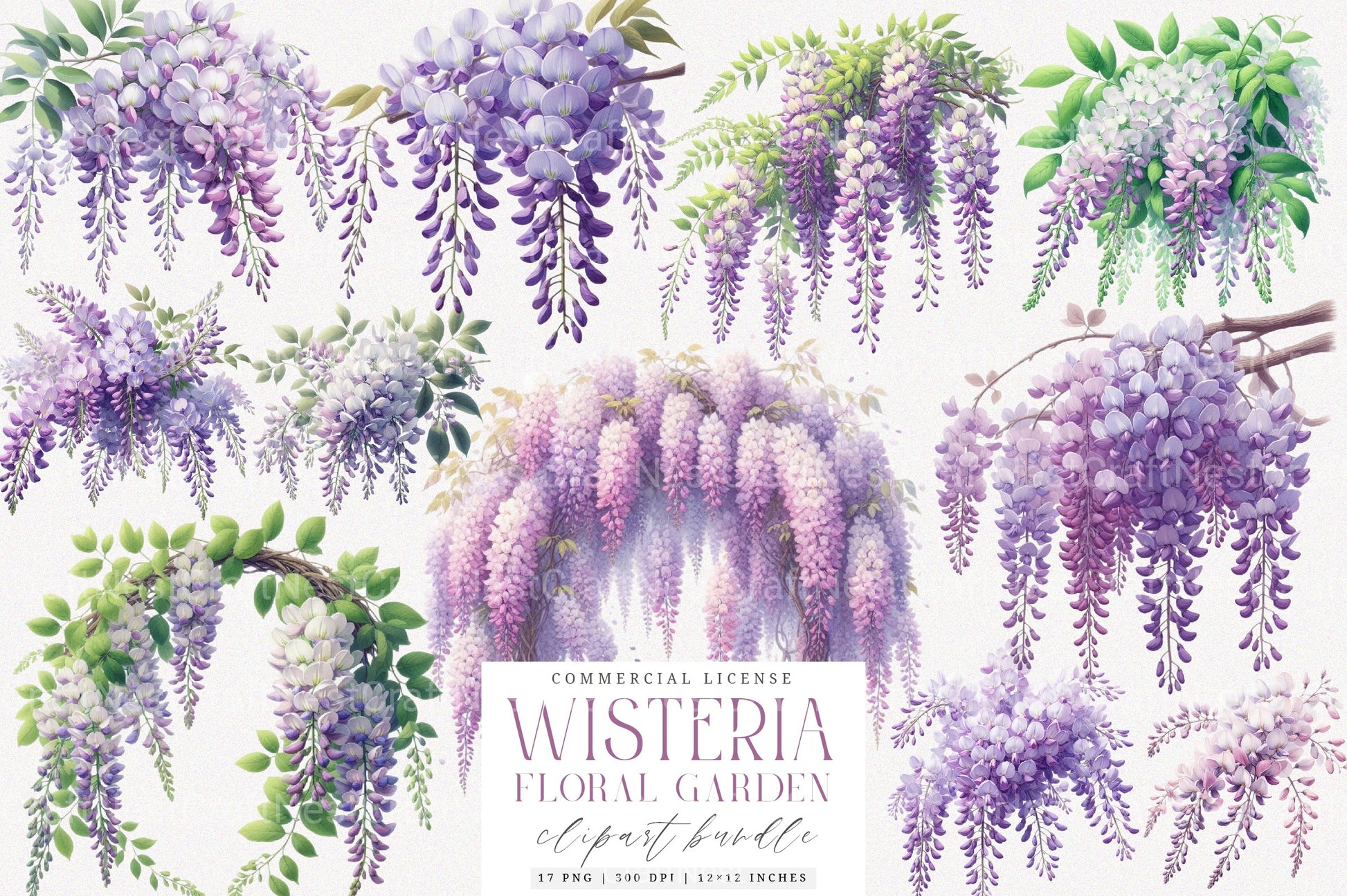Wisteria Floral Garden Clipart Bundle - CraftNest - Digital Crafting and Art