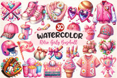 Retro Girly Baseball Clipart Bundle 2 - CraftNest - Digital Crafting and Art