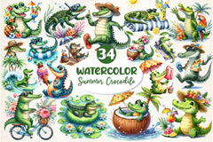 Summer Crocodile Clipart Bundle 2 - CraftNest - Digital Crafting and Art