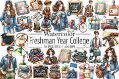 Freshman Year College Clipart Bundle - CraftNest - Digital Crafting and Art