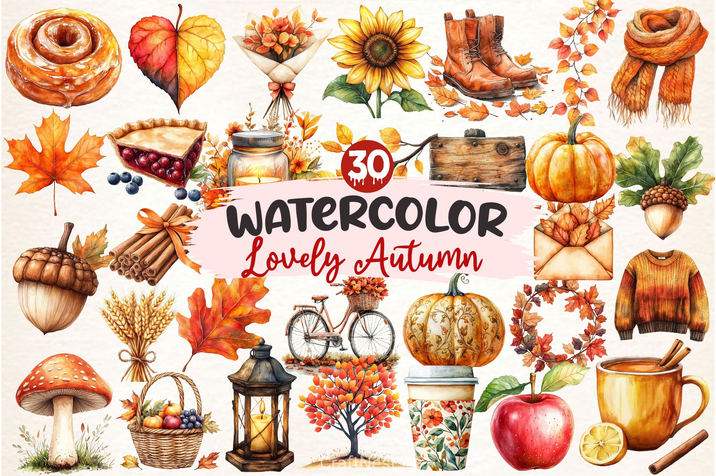 Lovely Autumn Clipart Bundle - CraftNest - Digital Crafting and Art