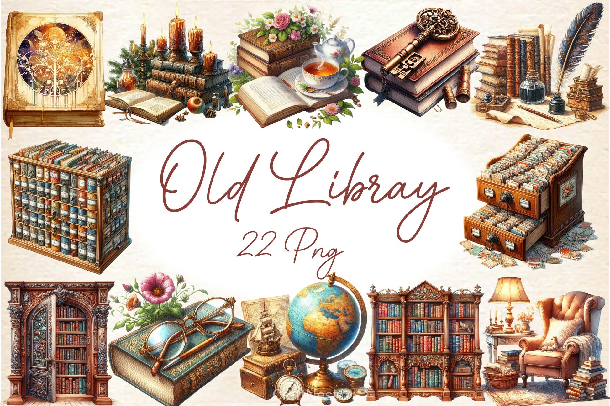 Old Library Clipart Bundle 2 - CraftNest - Digital Crafting and Art