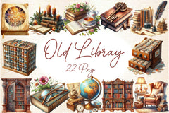 Old Library Clipart Bundle 2 - CraftNest - Digital Crafting and Art