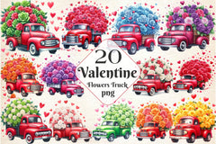 Valentine Flowers Truck Clipart Bundle - CraftNest - Digital Crafting and Art