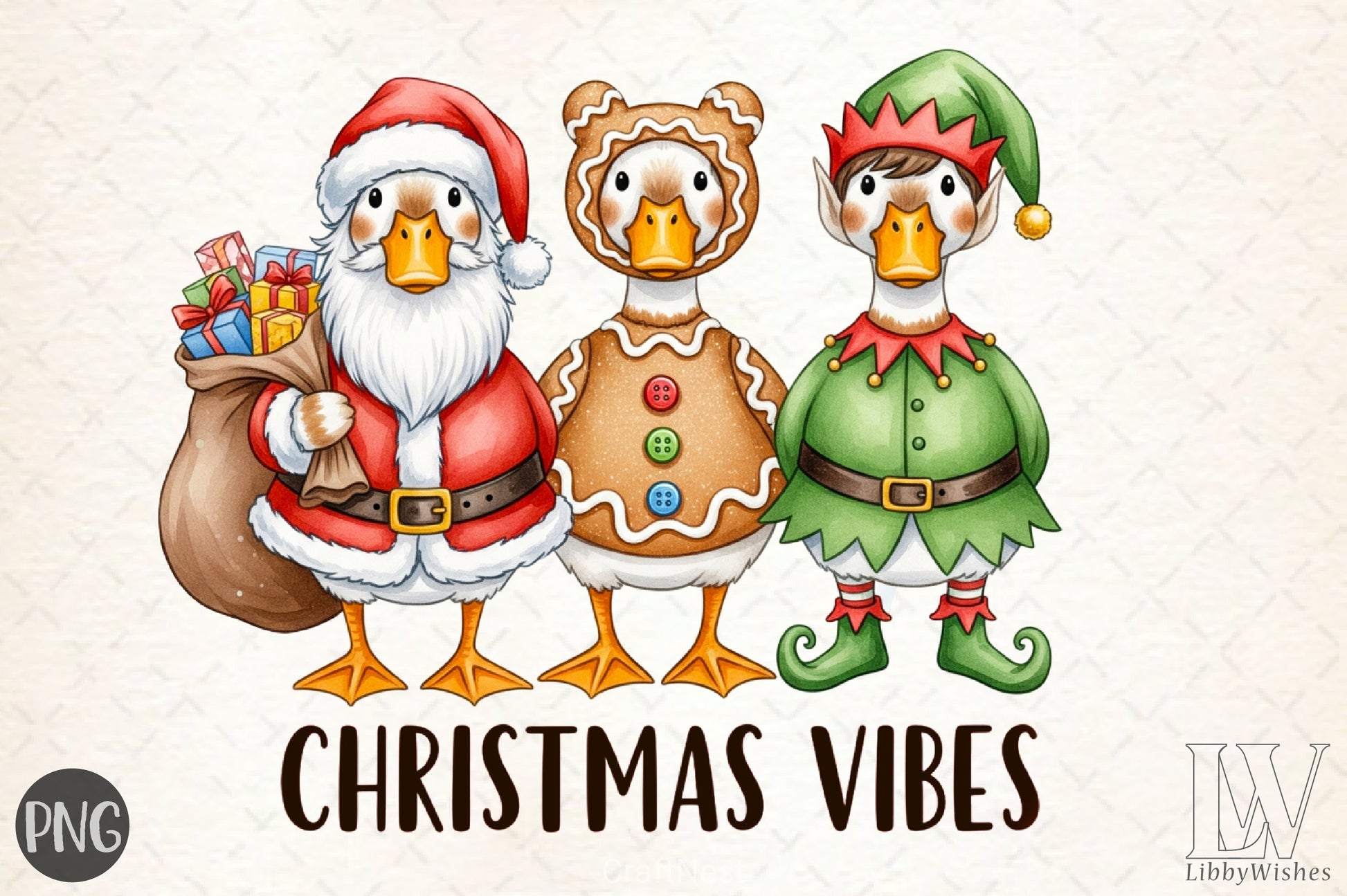 Christmas Vibes Goose Clipart Bundle - CraftNest - Digital Crafting and Art